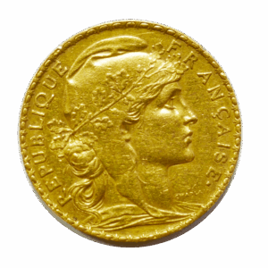 20 French Francs Marianne Rooster gold coin reverse