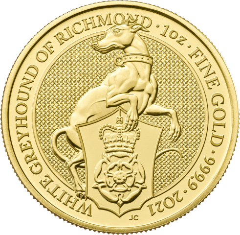 1oz Gold Queen Beast White Greyhound of Richmond (2021)