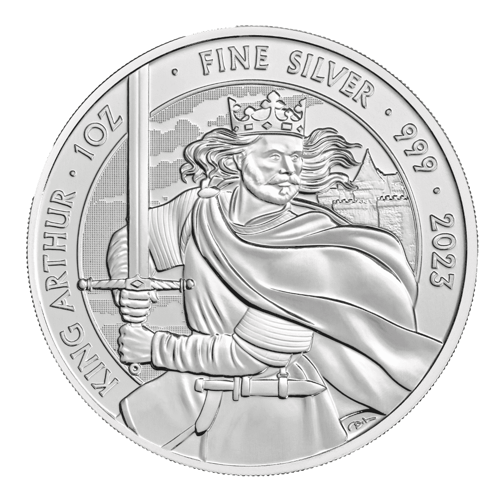 2023 Bullion Myths Legends King Arthur Silver 1oz Coin Reverse – nobg