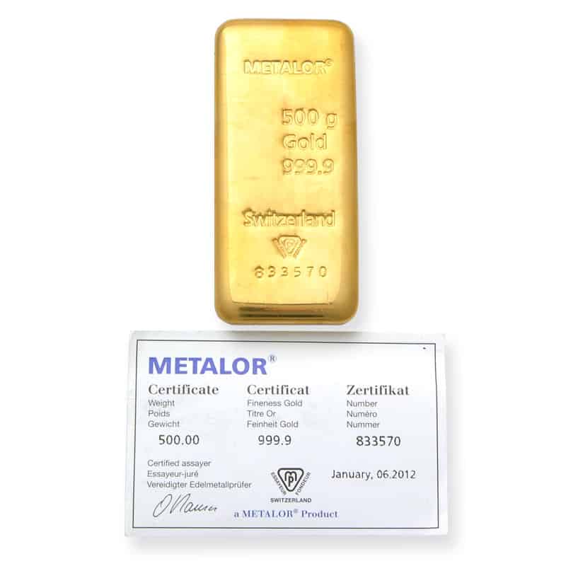 buy 500 grams gold bar metalor