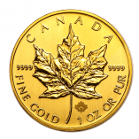 gold maple leaf coin with hologram