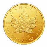 gold maple leaf coin with hologram and radial lines