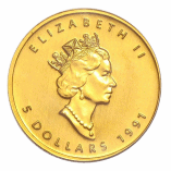 gold maple leaf coin second portrait Dora dePedery Hunt