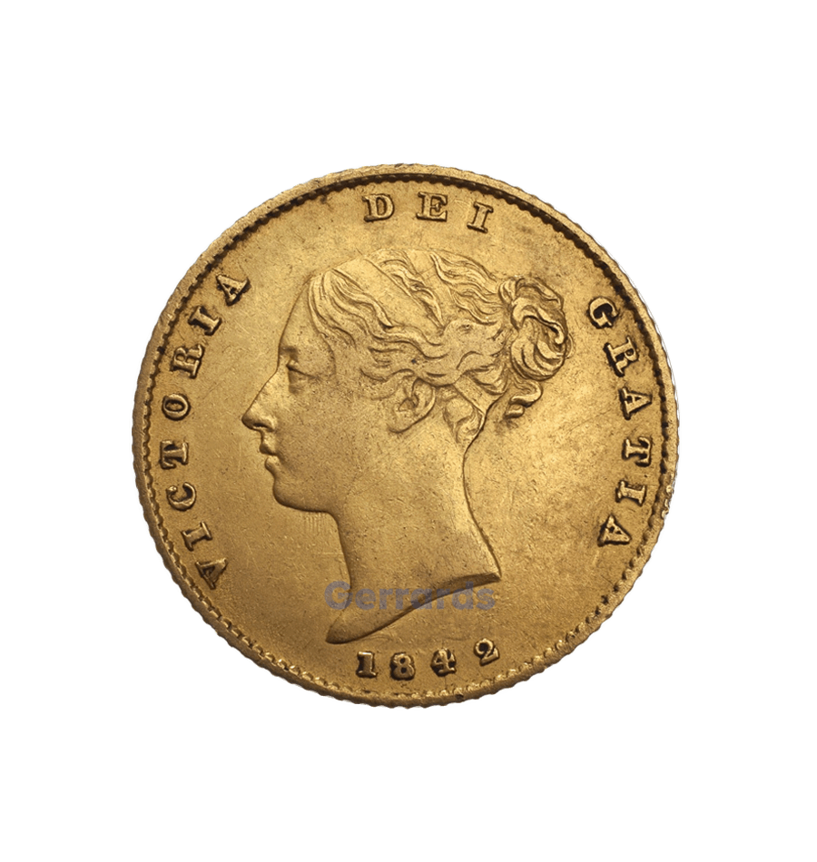 Half gold sovereign Victoria Young Head Shield Back