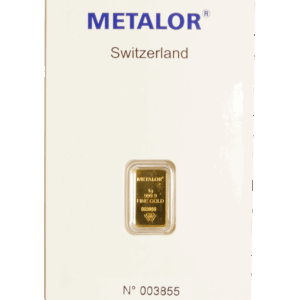 Metalor 1g gold bar front